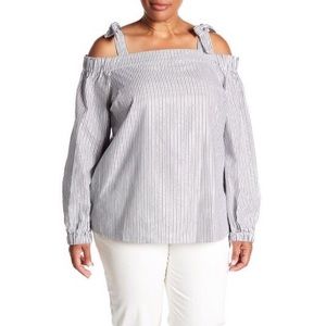 MICHAEL Michael Kors-metallic cold shoulder top.